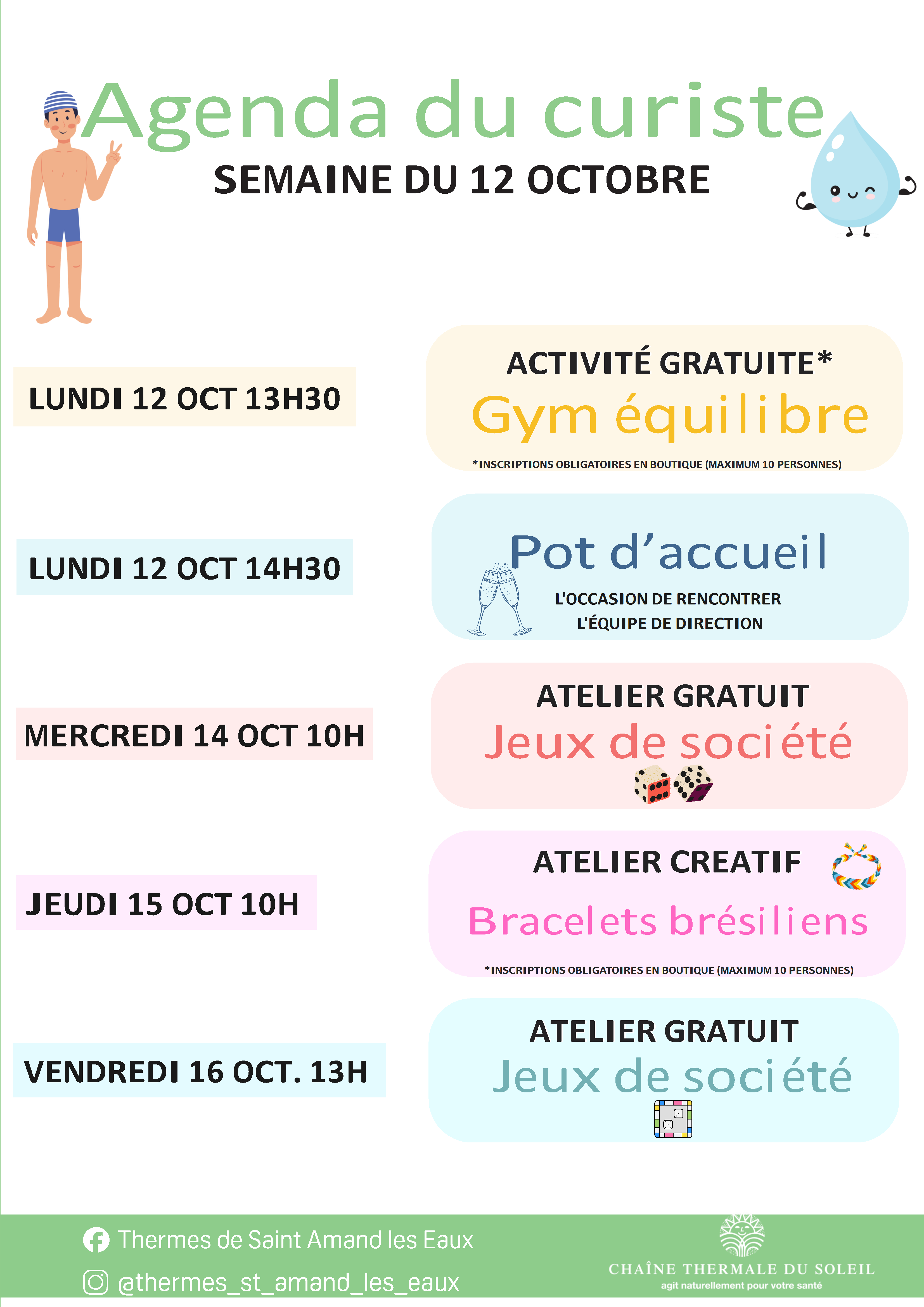 ACTIVITE DE LA SEMAINE DU 12 OCTOBRE