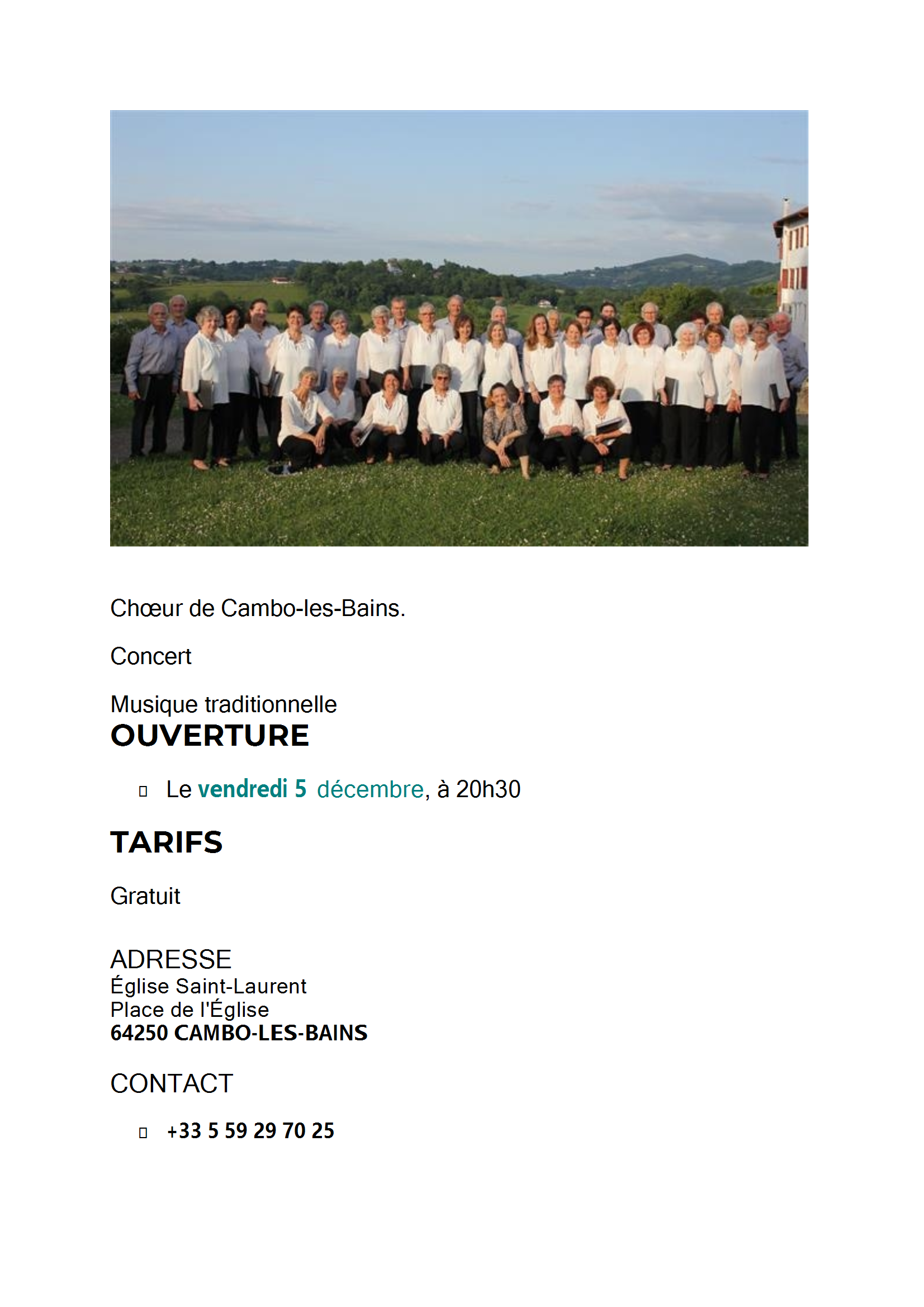 CHOEUR ARRAGA DE CAMBO