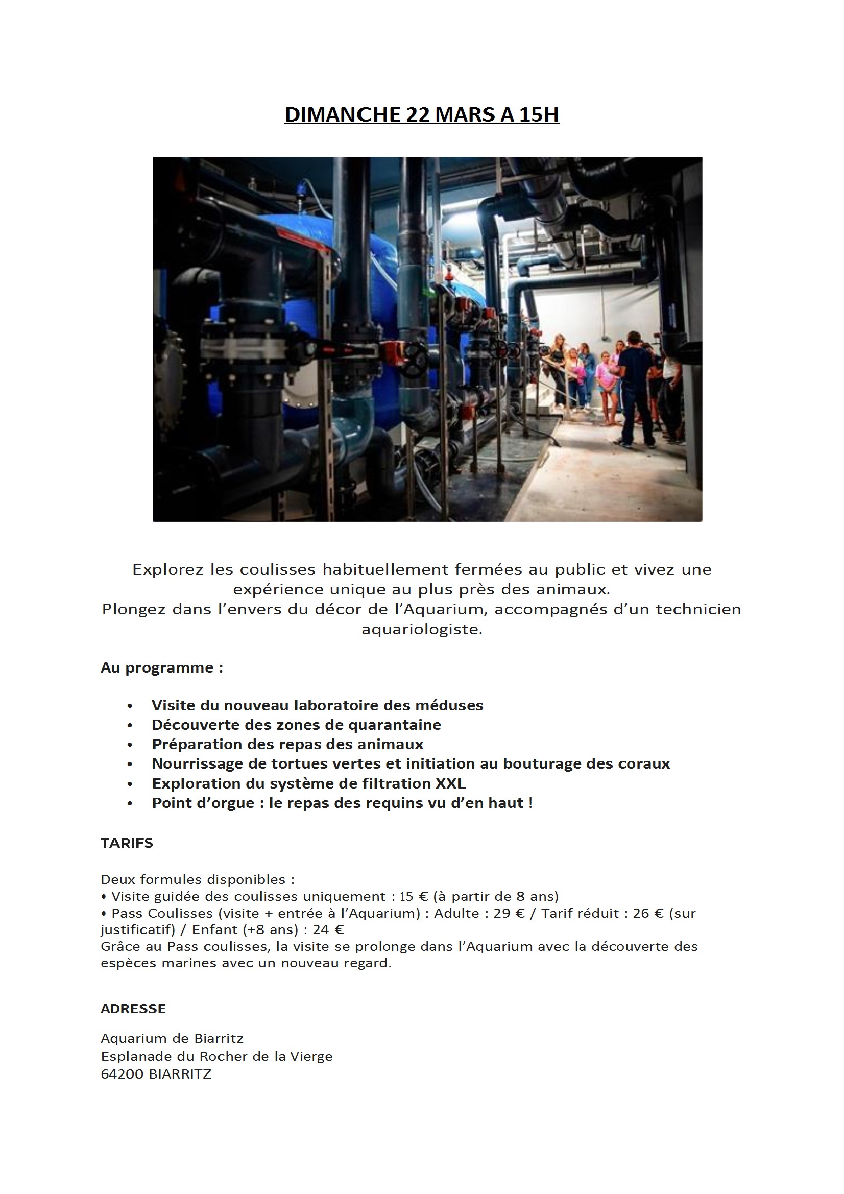 VISITE DES COULISSES DE L'AQUARIUM DE BIARRITZ