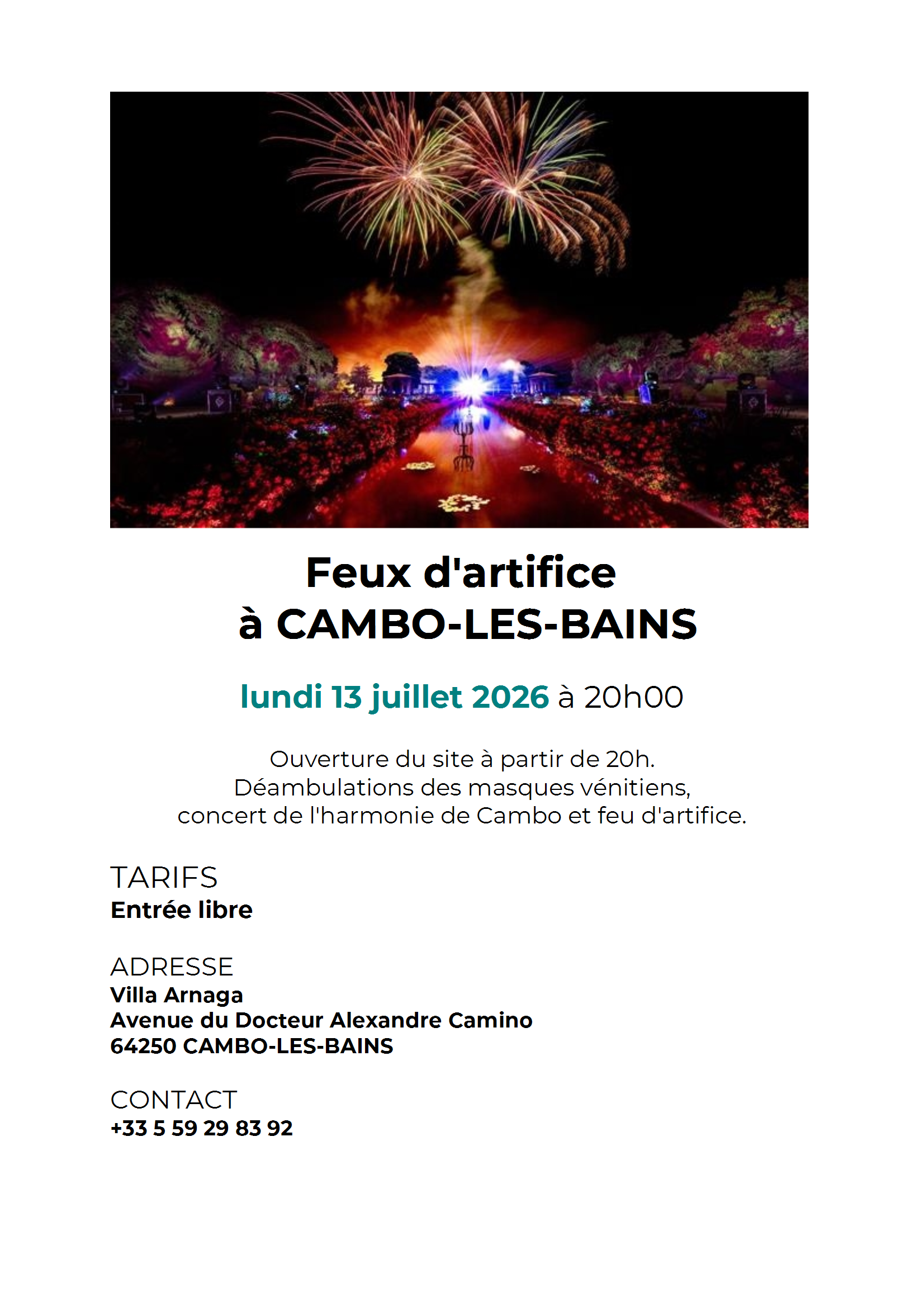 FEUX D ARTIFICE A CAMBO LES BAINS