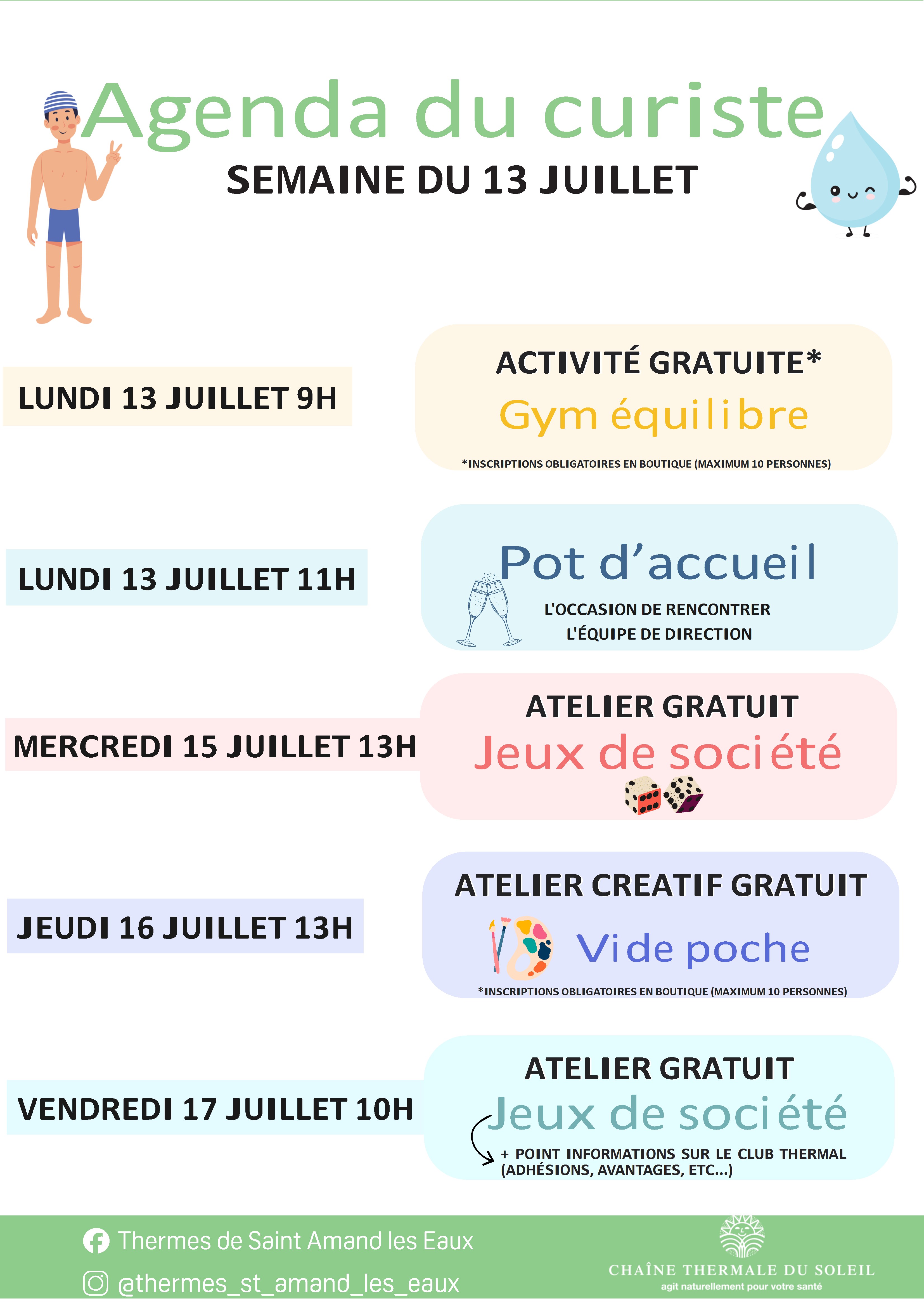 ACTIVITES SEMAINE DU 13 JUILLET