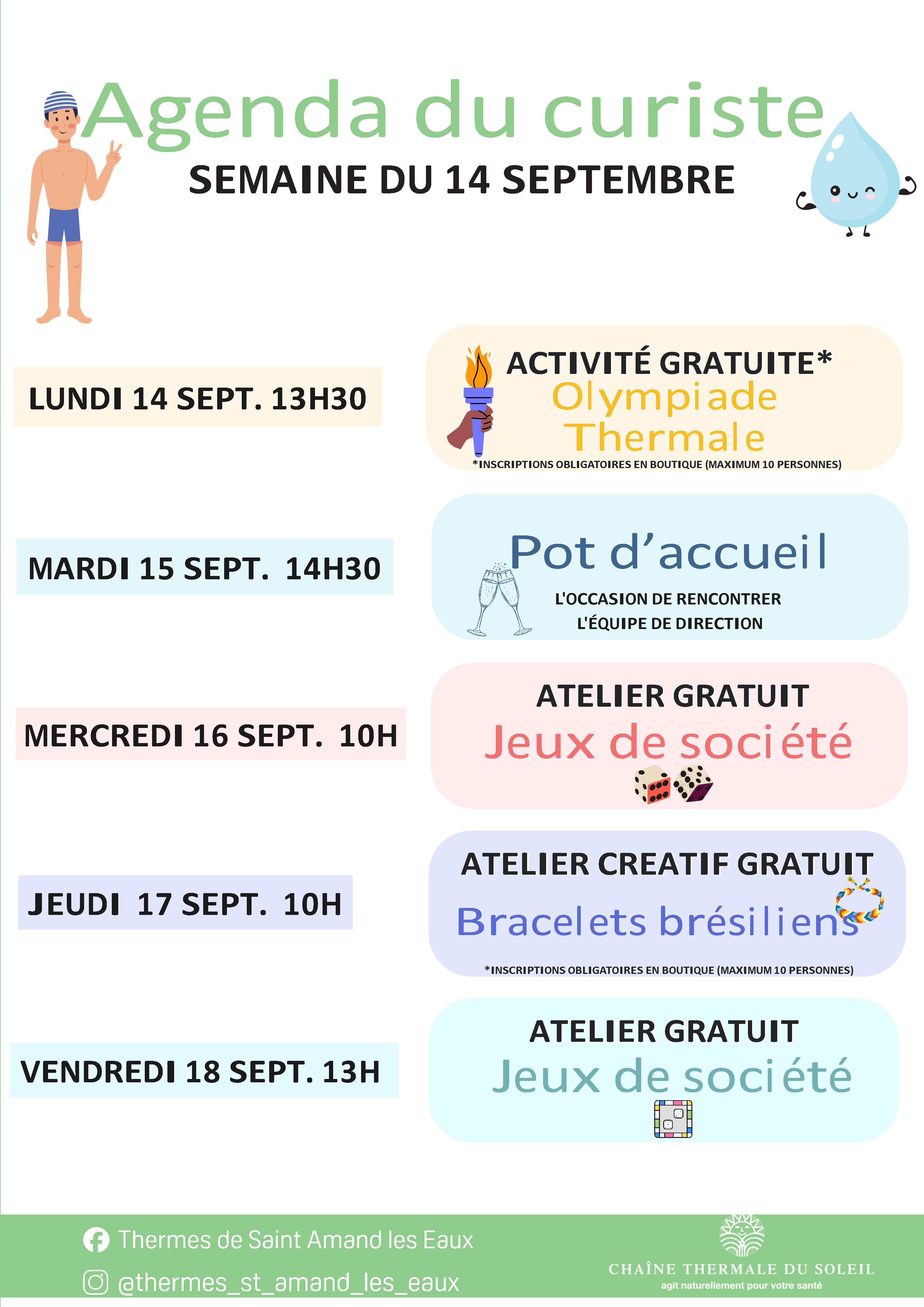 ACTIVITES SEMAINE DU 14 SEPTEMBRE